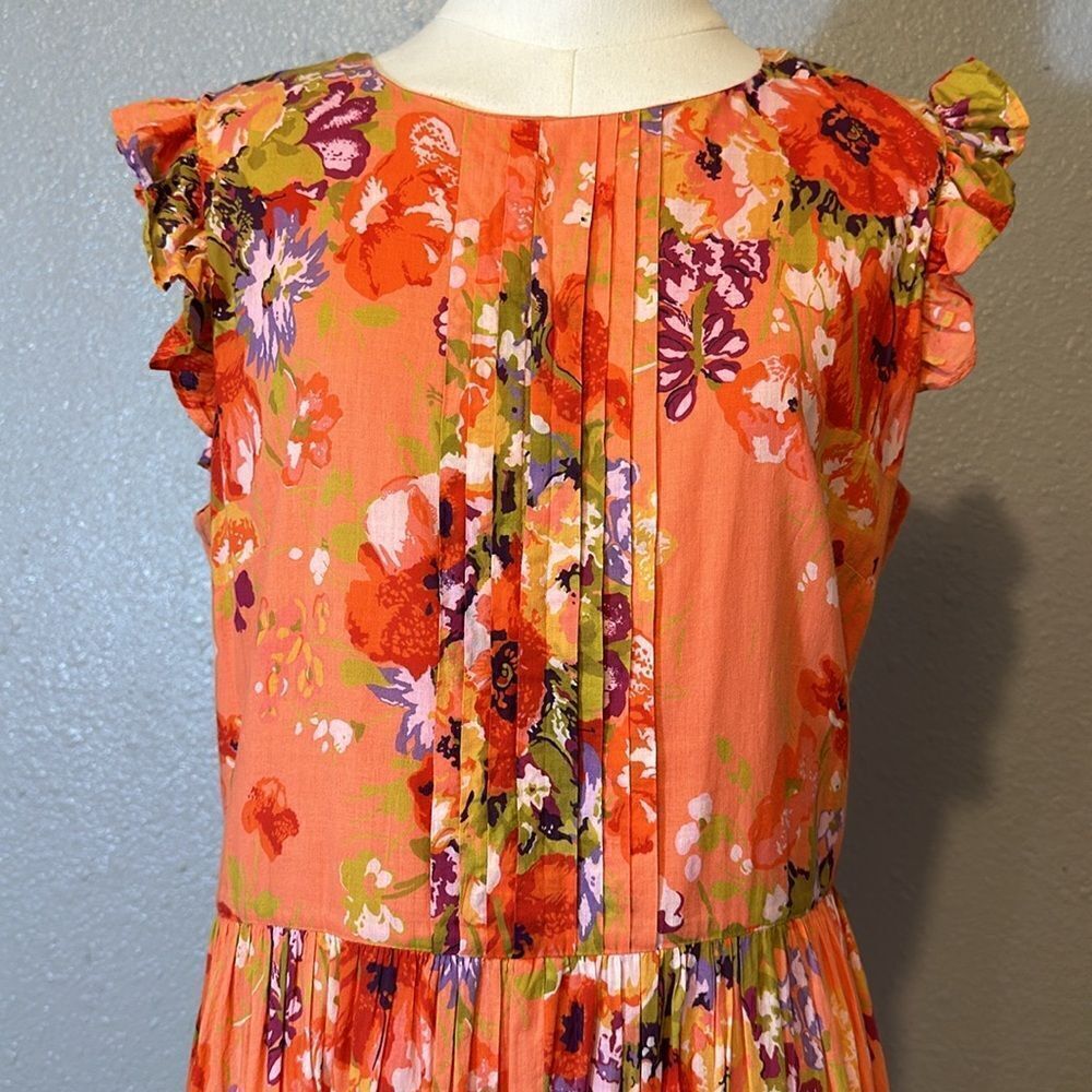 Brooks brothers red fleece cotton floral maxi dress in salmon color size 12 - Picture 2 of 11